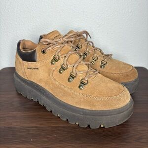 Skechers Shindigs Stompin Women’s Size 9 Suede Shoe Tan Y2K Jammers Boot Sneaker